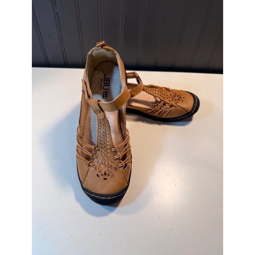 JBU by Jambu Sahara Tan Brown Laser Cut Mary Jane Flats Shoes 6M B1SAH04